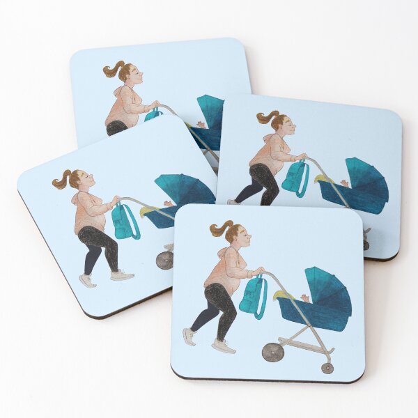 Item preview, Young Mom with Stroller – Modern Motherhood Illustration designed and sold by the little fennec.