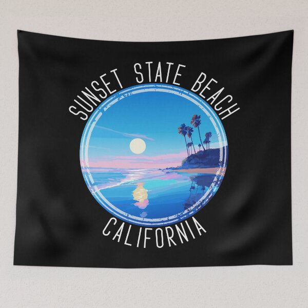Item preview, Sunset State Beach – California (with White Lettering) designed and sold by VelvetRoom.