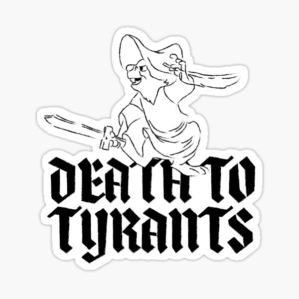 Vista previa del artículo con la obra «Muerte a los tiranos», diseñado y vendido por remerasnerdas.
