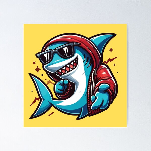 Item preview, Cool shark with sunglasses  designed and sold by BrownHorse90s.