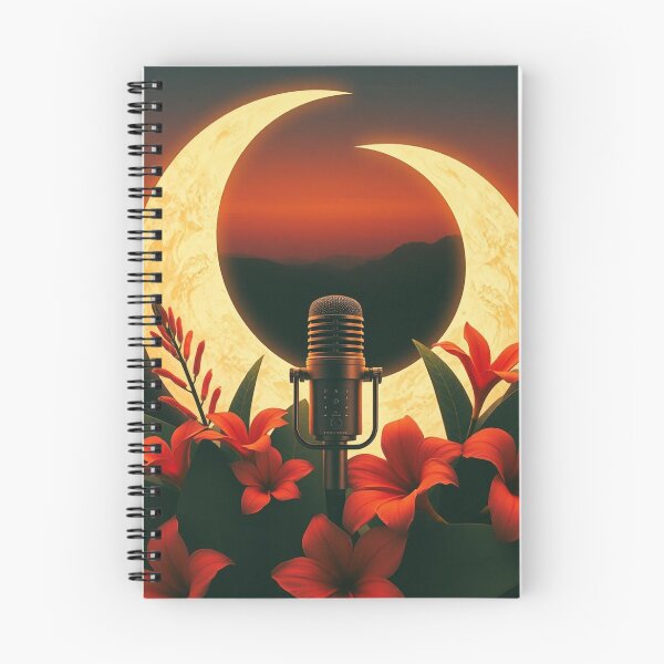 Item preview, Vintage microphone, red flowers and half moon designed and sold by Calès Arte Callejera.