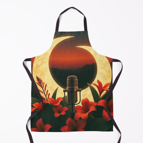 Item preview, Vintage microphone, red flowers and half moon designed and sold by Calès Arte Callejera.