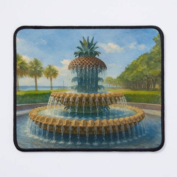 Item preview, Pineapple Fountain Watercolor in Charleston designed and sold by Frog Level Treasures.