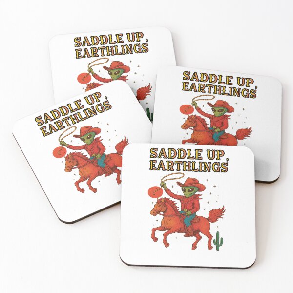 Item preview, Saddle Up Earthlings Alien Cowboy Funny Shirt designed and sold by Apparel51.