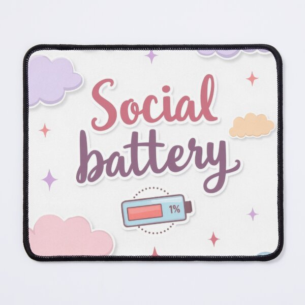 Item preview, Social Battery 1% – Funny Introvert Sticker in Pastel Clouds designed and sold by Pixel  Playground.