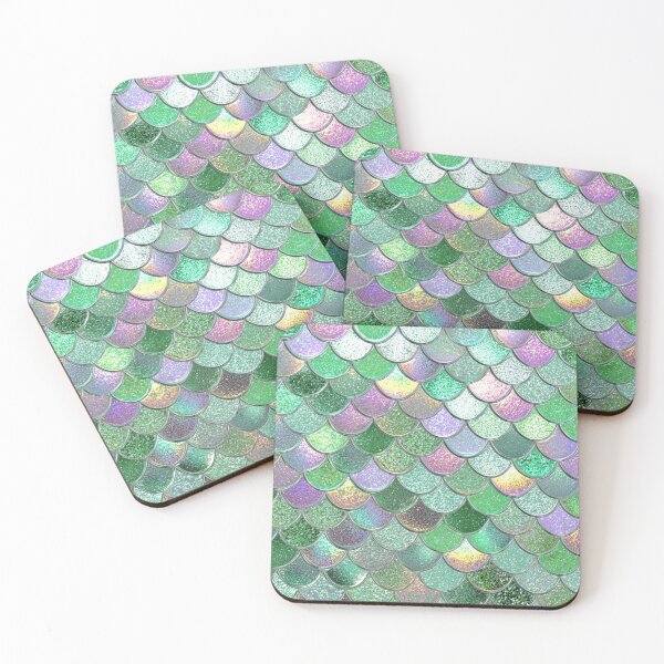Item preview, Mint Green & Pearl Decorative Mermaid Scale Scallop Pattern designed and sold by GrinGalore.