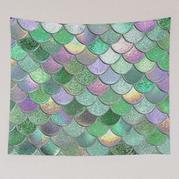 Item preview, Mint Green & Pearl Decorative Mermaid Scale Scallop Pattern designed and sold by GrinGalore.