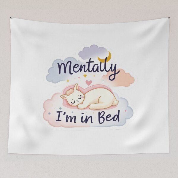 Item preview, Mentally I’m in Bed – Cute Kawaii Cloud Sticker for Anxious Introverts designed and sold by Pixel  Playground.