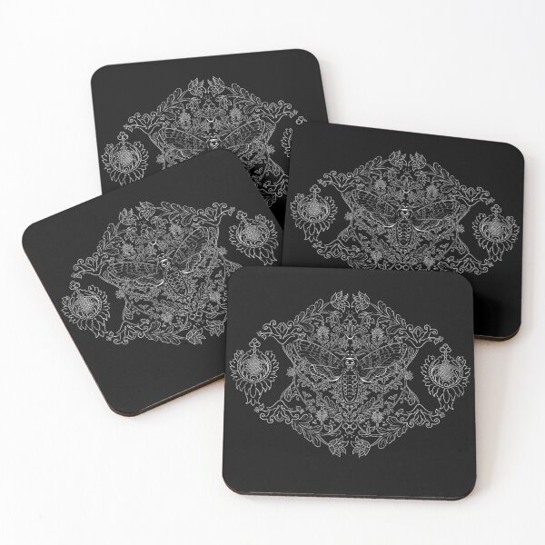 Item preview, Death's Head Moth with Ornamental Flourish - White designed and sold by Fireborne Studio.