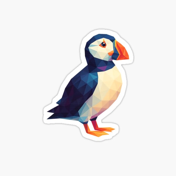 Artikel-Vorschau von Pixeliger Papageientaucher – Geometrischer Vogel mit niedrigem Polygonanteil, designt und verkauft von Elias Kamstra.