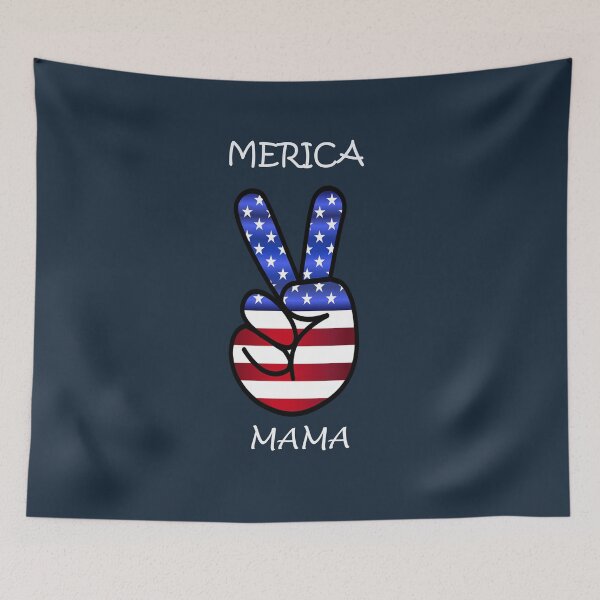 Item preview, Fourth of July, USA Patritotic Proud Mama, American Flag Peace Sign: MERICA MAMA Design designed and sold by tamdevo1.