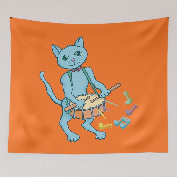Item preview, Moggy playing drum designed and sold by ElectronicCloud.