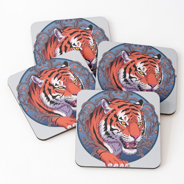 Item preview, Neotraditional Tiger Tattoo Art – Vibrant Ornamental Tiger with Art Nouveau Motifs designed and sold by Ojo de Lilith.