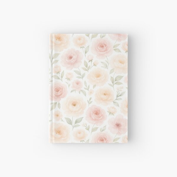 Soft Blush Rose Garden Watercolor Pattern Hardcover Journal