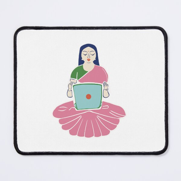 Item preview, Lotus Pose with Laptop | Yoga | Indian Women | | Minimalist | designed and sold by geetasadashivan.