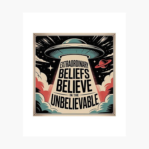 Item preview, Ufo Day Spaceship Extraordinary Beliefs – Believe in the Unbelievable World UFO Day Tee designed and sold by RDRdesign.