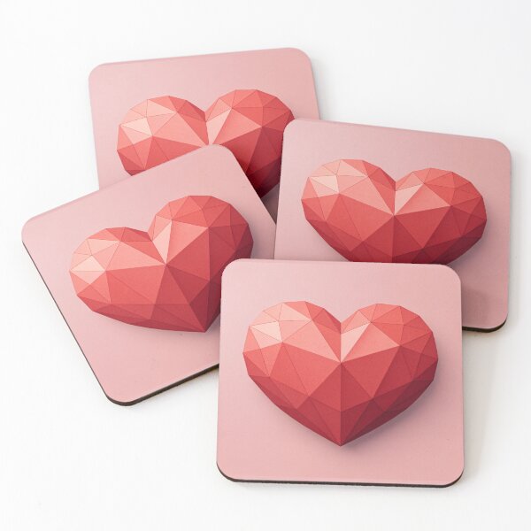 Item preview, Stylized lowpoly red heart on soft pink background designed and sold by elkuni.