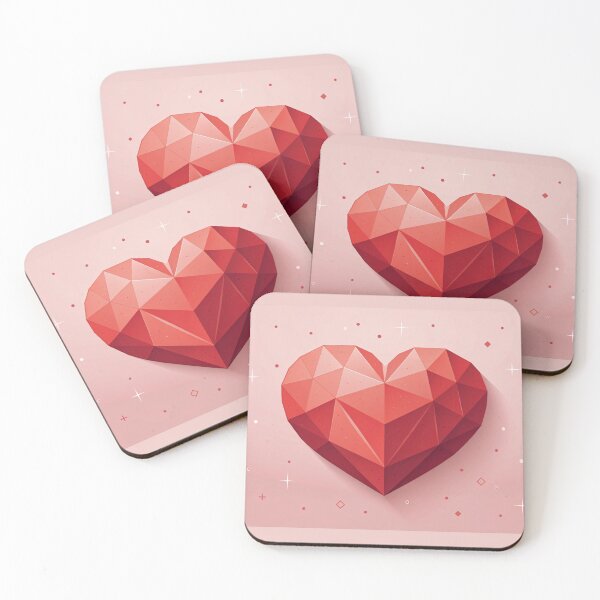 Item preview, Stylized lowpoly red heart on soft pink background designed and sold by elkuni.