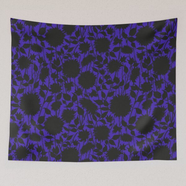 Item preview, Black and blue floral retro pattern designed and sold by bokasin.