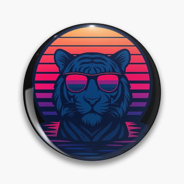 Artikelvorschau, Synthwave-Tiger in Neonlandschaft entworfen und verkauft von gallardostudio.