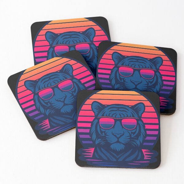 Item preview, Synthwave tiger in neon landscape designed and sold by gallardostudio.