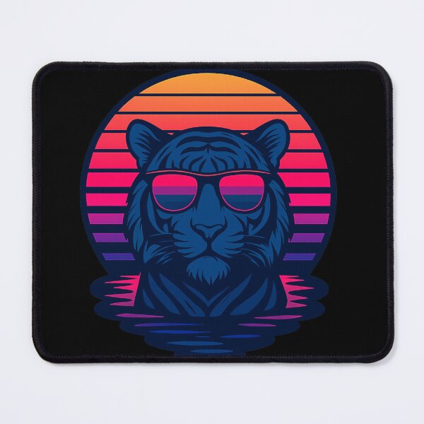Item preview, Synthwave tiger in neon landscape designed and sold by gallardostudio.