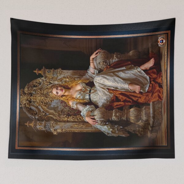 Item preview, Regal Vision Of Lady Crysilda Lisalis On Throne Chair Captivating AI Concept Art by Xzendor7 designed and sold by Xzendor7 Digital Art Creations.