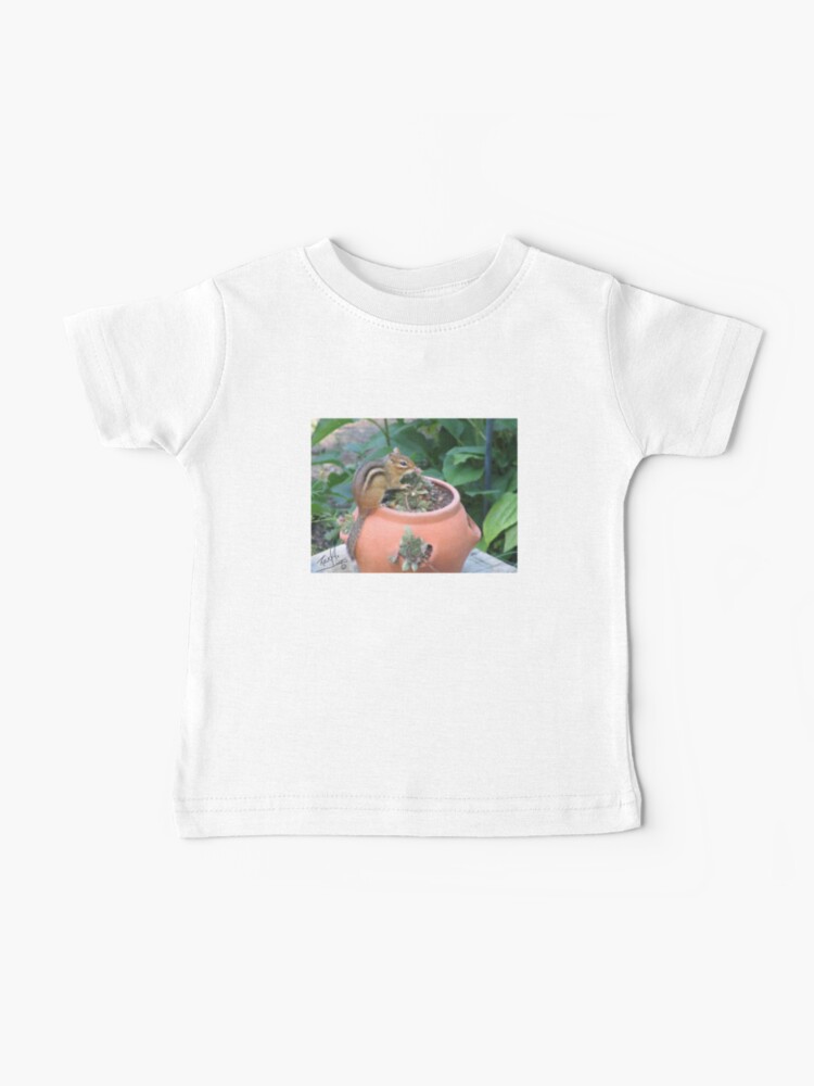 Thumbnail 1 of 2, Baby T-Shirt, Digital painting of a chipmunk on a strawberry pot. designed and sold by Krazy-Kartwonz.