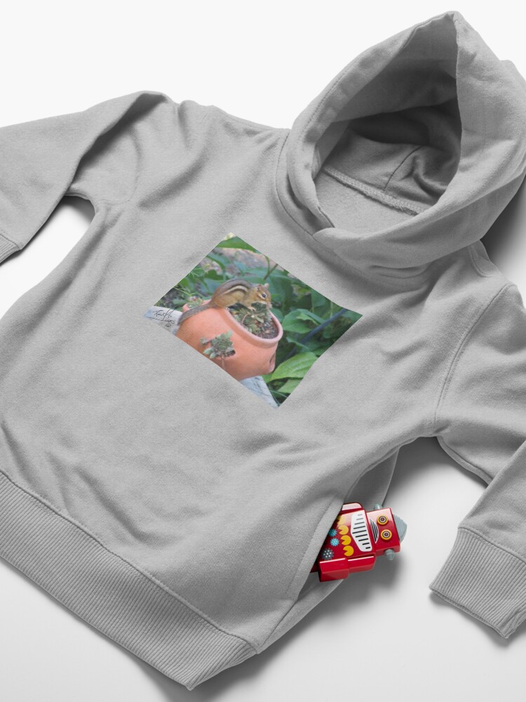 Thumbnail 4 of 5, Toddler Pullover Hoodie, Digital painting of a chipmunk on a strawberry pot. designed and sold by Krazy-Kartwonz.