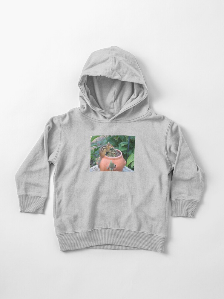 Thumbnail 1 of 5, Toddler Pullover Hoodie, Digital painting of a chipmunk on a strawberry pot. designed and sold by Krazy-Kartwonz.