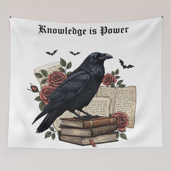 Item preview, Knowledge Is Power - Dark Academia Raven Gothic Books Sticker designed and sold by AnnDesignStudio.