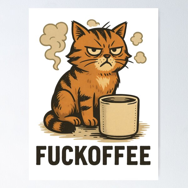 Item preview, Don’t Talk Before Coffee – Angry Cat “FUCKOFFEE” Mood designed and sold by ShineEyePirate.