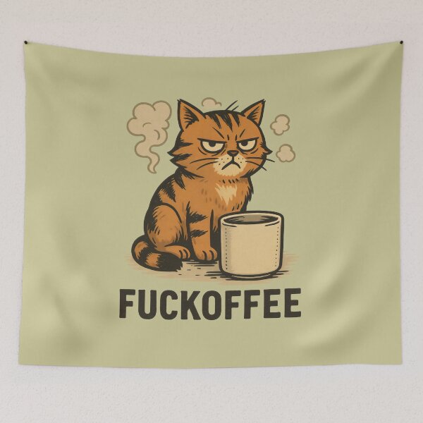 Item preview, Don’t Talk Before Coffee – Angry Cat “FUCKOFFEE” Mood designed and sold by ShineEyePirate.