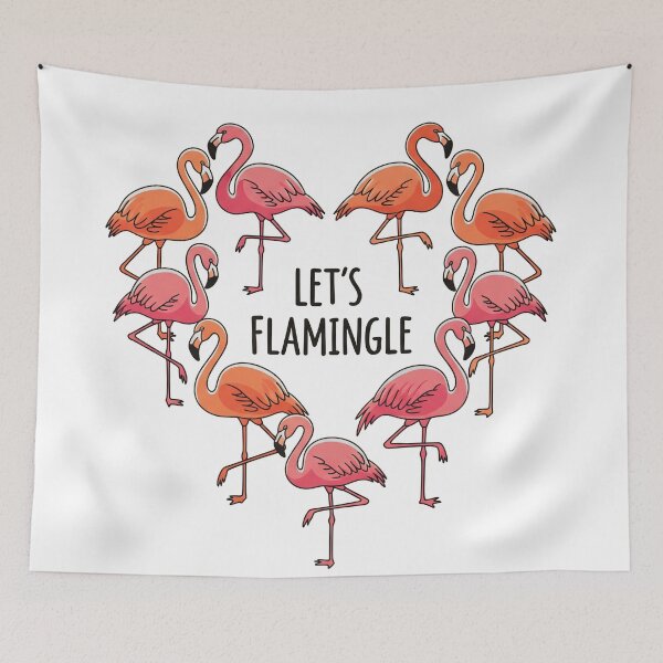 Item preview, Let's Flamingle Heart Flamingos designed and sold by Owcomm.