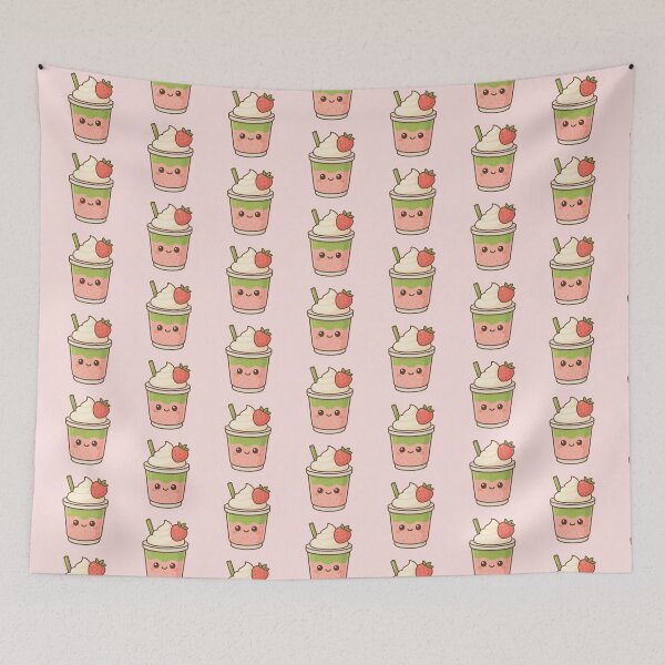 Item preview, Kawaii Strawberry Matcha Latte designed and sold by art-by-mel.