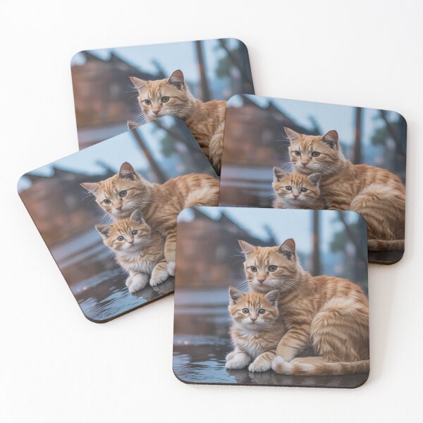 Item preview, Tender Moment on a Rainy Street – Mother and Kitten designed and sold by dortmond.