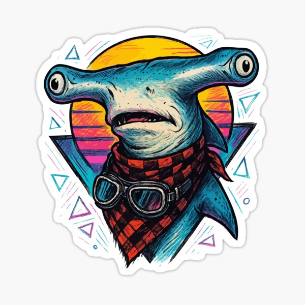 Item preview, Biker Hammerhead Shark Retro designed and sold by TomFrontierArt.