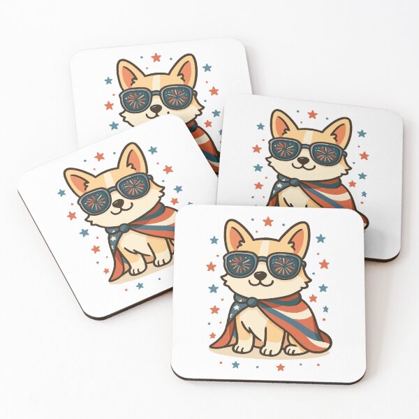 Item preview, Cute Corgi  Hero with Patriotic Firework Shades designed and sold by printmala.