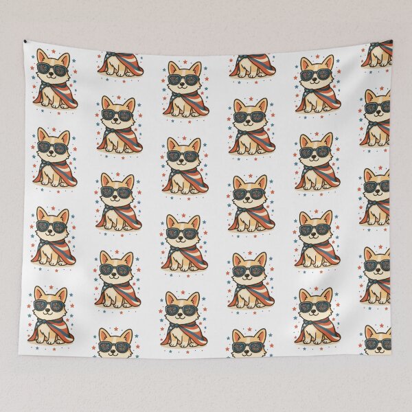 Item preview, Cute Corgi  Hero with Patriotic Firework Shades designed and sold by printmala.