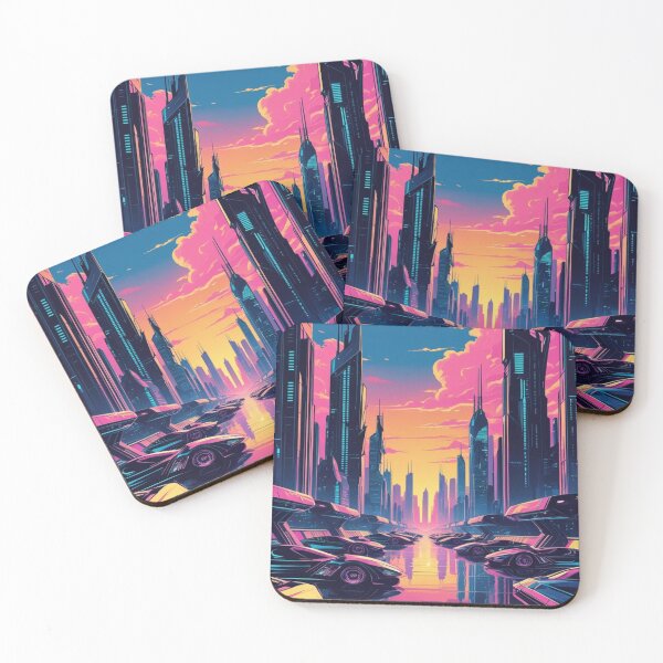 Item preview, Futuristic Cityscape with Cars and Sunset designed and sold by YourCozyPattern.