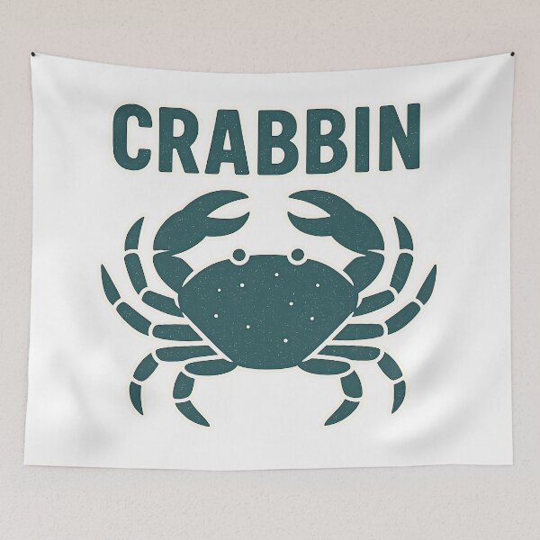 Item preview, Crab Hunt Beach Crabbin Block Print Graphic designed and sold by OldSouthTraditions.