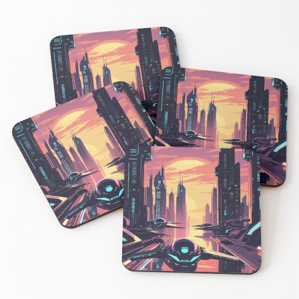 Item preview, Futuristic Cityscape with Flying Vehicles designed and sold by YourCozyPattern.