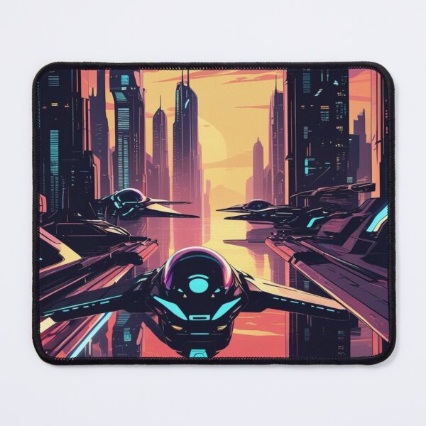Item preview, Futuristic Cityscape with Flying Vehicles designed and sold by YourCozyPattern.