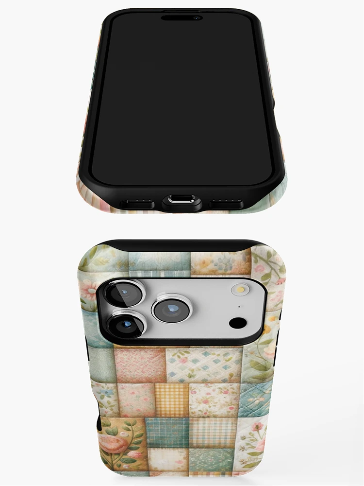 Thumbnail 3 of 4, iPhone Case, Spring Inspired Patchwork Quilt Pattern designed and sold by PinUpPizzazz.