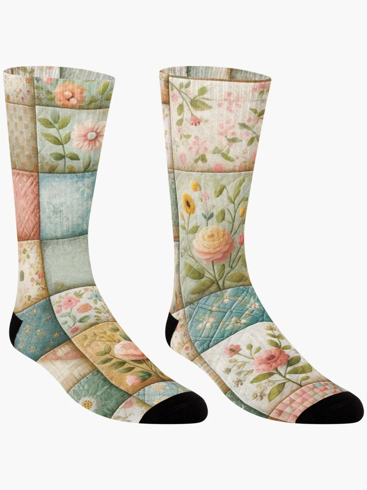 Thumbnail 3 of 5, Socks, Spring Inspired Patchwork Quilt Pattern designed and sold by PinUpPizzazz.