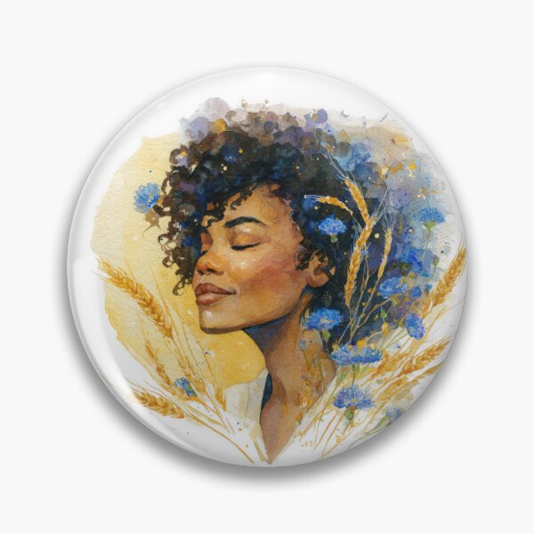 Artikelvorschau, Sommerharmonie – Aquarellfrau mit Wildblumen und Weizen entworfen und verkauft von VikArt7.