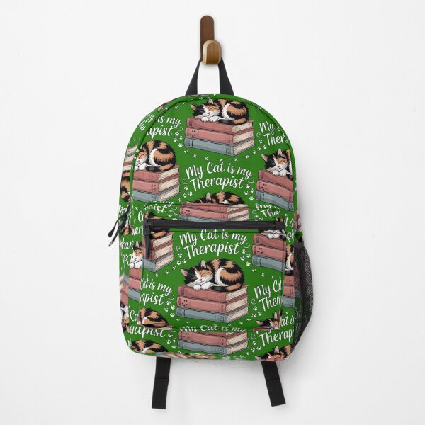 Item preview, My Cat is My Therapy – Design with Cat Sleeping on Books designed and sold by Mahilis.