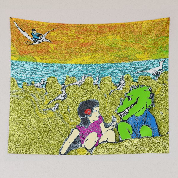 Item preview, Ceres and a dinosaur playing in the sand dunes. designed and sold by UncleBunkle.