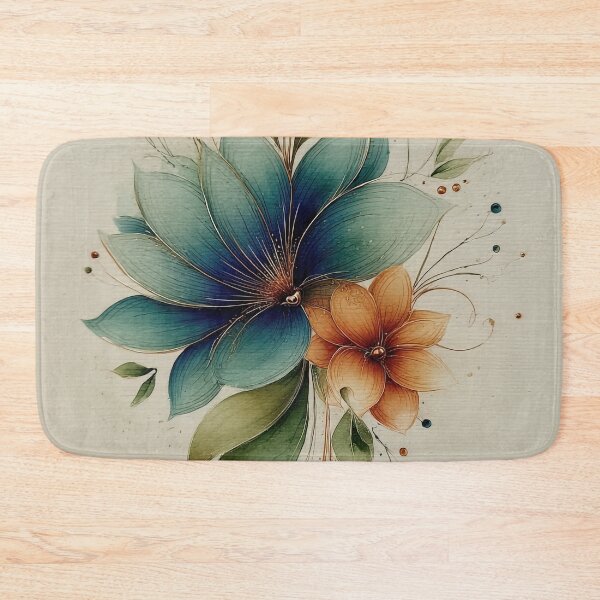 Item preview, Teal and Orange Floral Harmony designed and sold by bloorose.