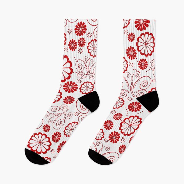 Item preview, Red and White Dot Butterfly Floral Seamless Repeat designed and sold by Sharon Schwalbe.